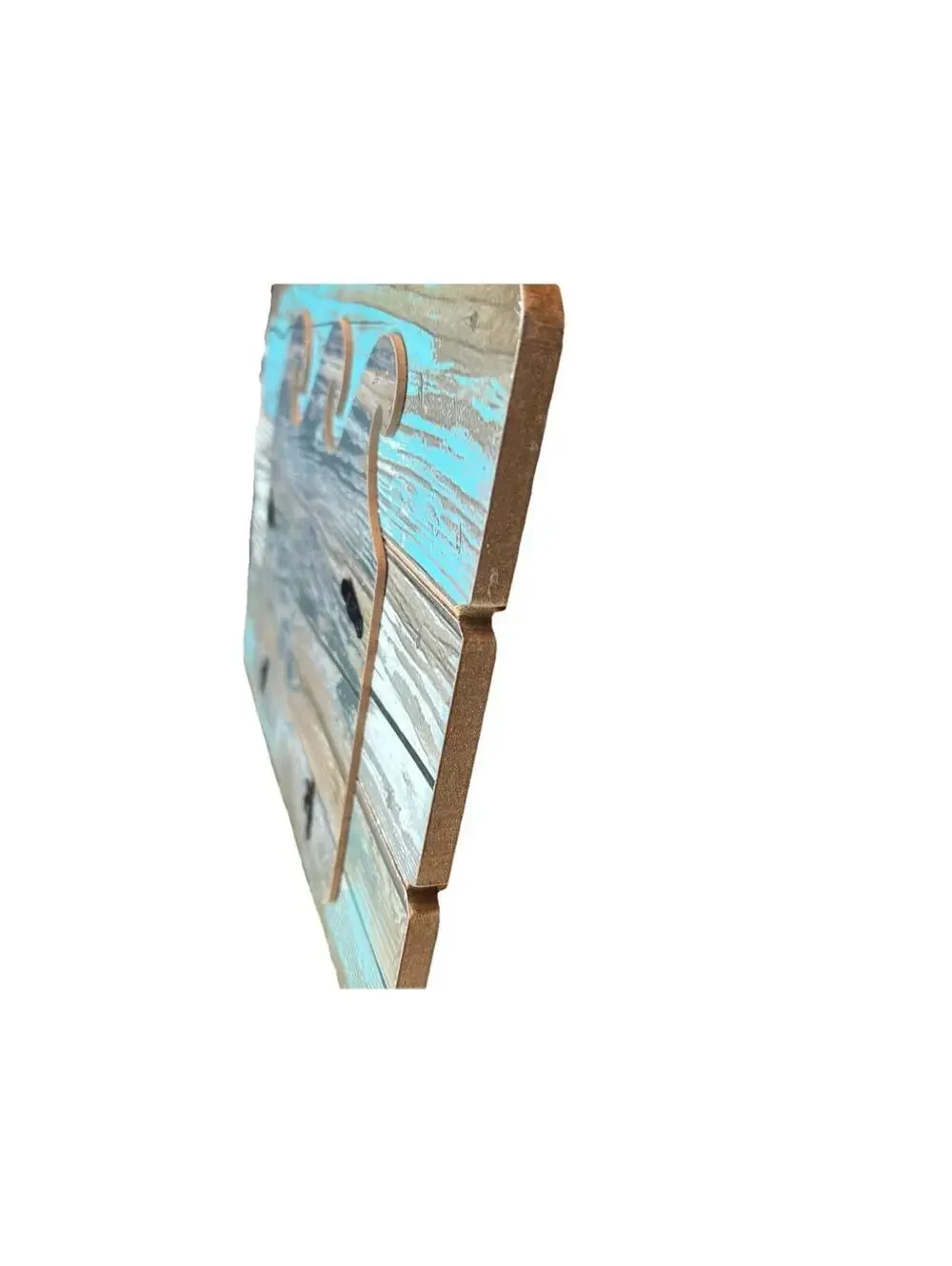 Primary: Nautical Wood Wave Picture Frame - Distressed Blue & White Beach Decor